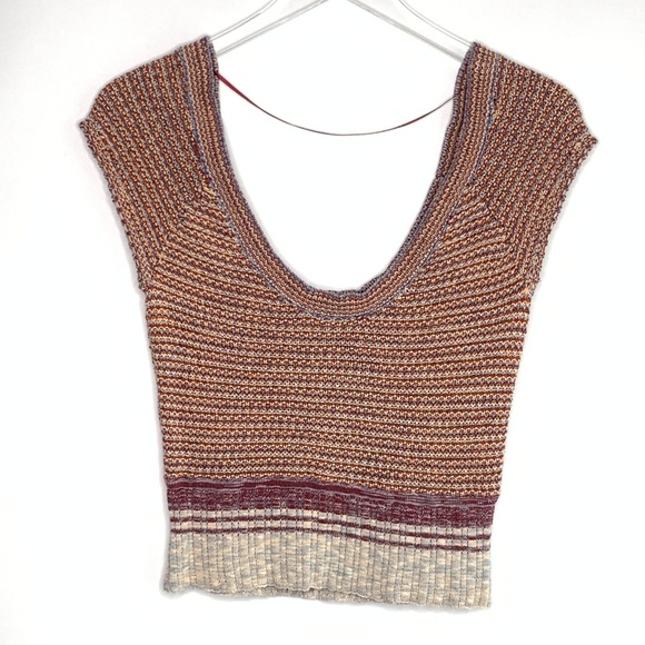 FREE PEOPLE boho knit crop top #JJ05 - Picture 2 of 6